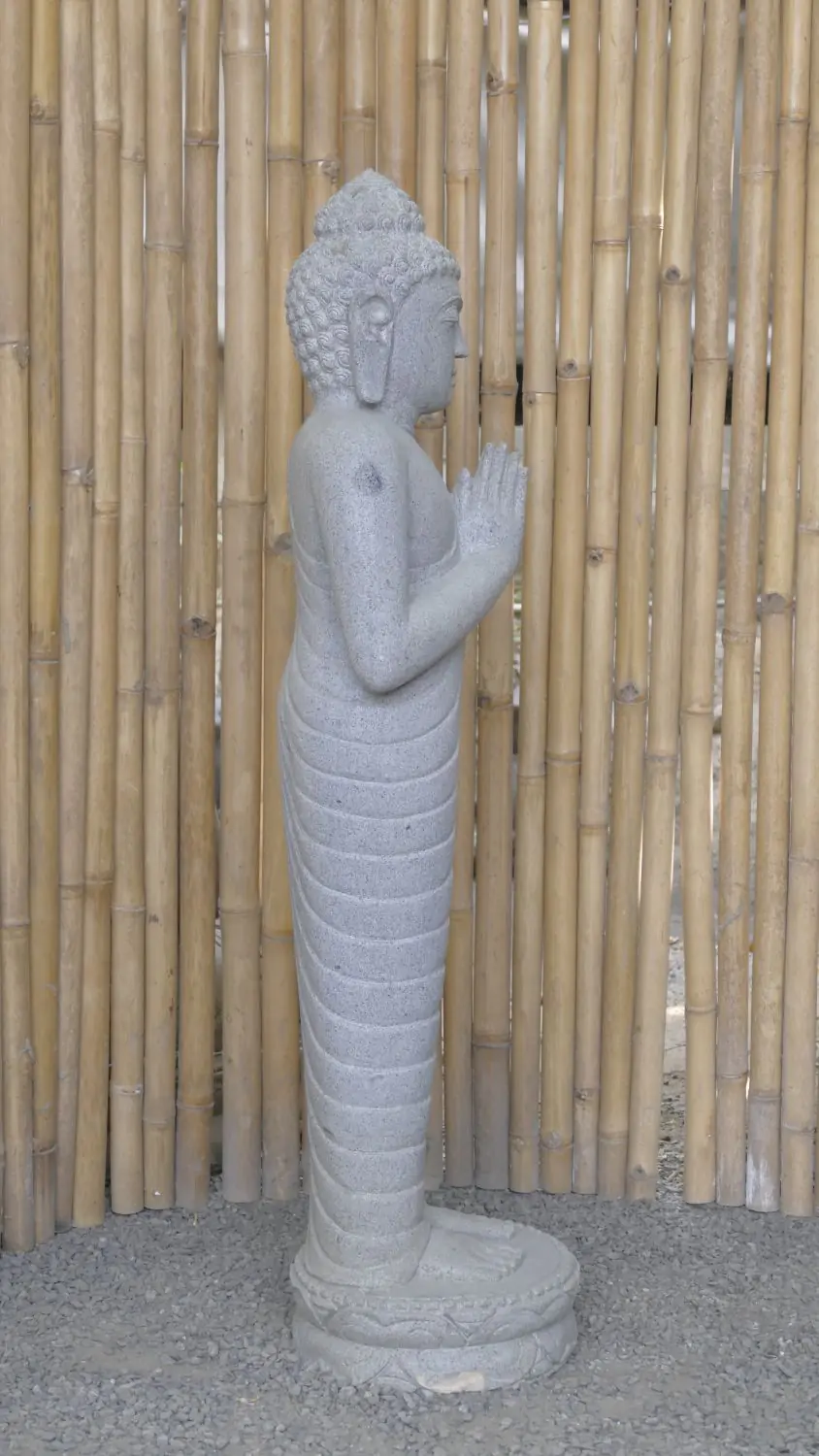  Product image 7 of the product “Standing Buddha made of Riverstone, position Namaskara , H. 125cm. ”